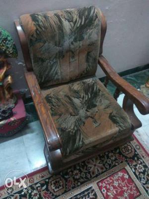 Brown And Green Printed Armchair