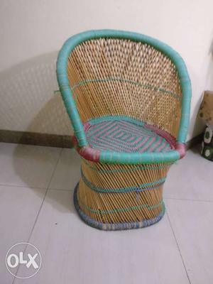 Brown And Teal Wicker Chair