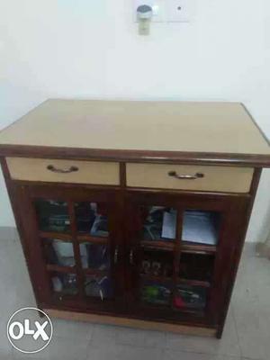 Brown Wooden Cabinet of 2 / 3 size with 2 drawers