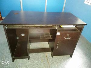Brown Wooden Double Pedestal Desk