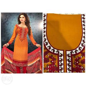 Crepe unstiched material, indian suit for sale
