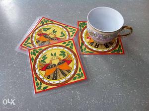Hand painted coasters 6 pieces.