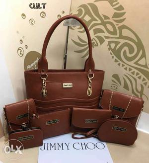 Jimmy Choo Brown Leather Bags Set