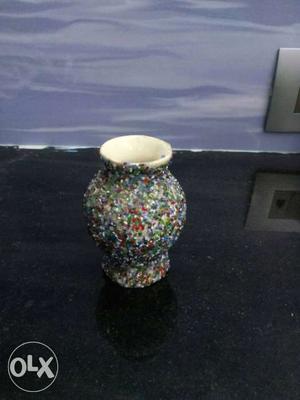 Multi Color Beaded Ceramic Flower Vase message at any time