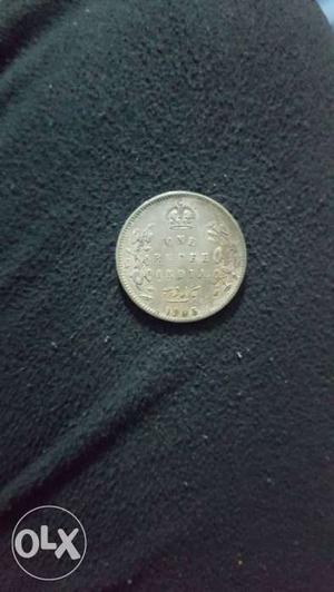 One rupee silver coin  Edward 7 king emperor