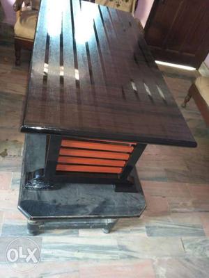 Orange And Black Wooden Side Table