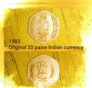  Original 20 paise Indian currency