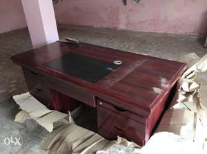 Rectangular Brown Wooden Office Desk