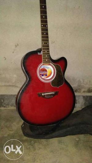 Red And Black Single Cutaway Acoustic Guitar