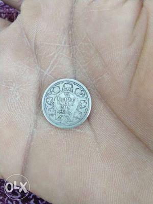 Round Silver 1/4 Rupee India Coin