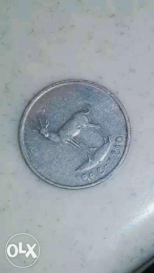 Round Silver Reindeer Embossed Coin