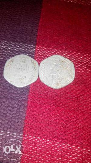 Silver 20 Indian Paise Coin