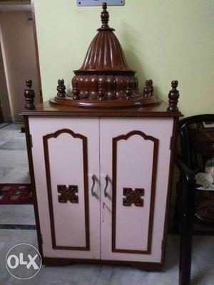 Standard size of home mandir in wooden design and