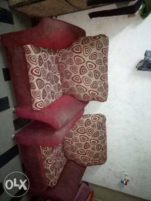 Two Brown And Red Leather Sofa Chairs