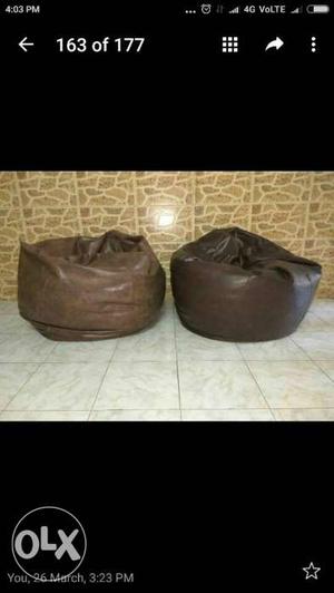 Two Brown Bean Bags\