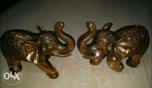 Two Gold Elephant Figurines