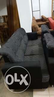Black And White Pinstripe 3-seat Sofa