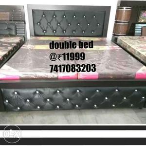 Black Padded Tufted Bed