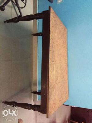 Brown And Beige Wooden Marble Top Table