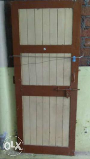 Brown And White Wooden 3-panel Door