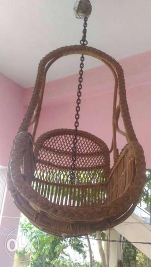 Brown Woven Hanging Moon Chair