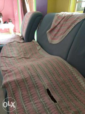 Crochet Pink And White Sofa Cover
