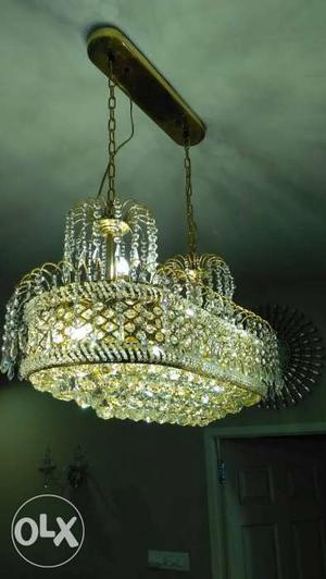 Crystal chandelier gold frame rectangular oval