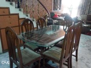 Dining table six chairs Sheesham Wood, Gently used, in very