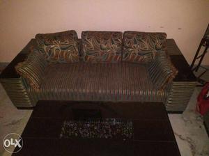 Gray And Brown Stripe Sofa
