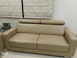 Gray Leather Two Seat Couch