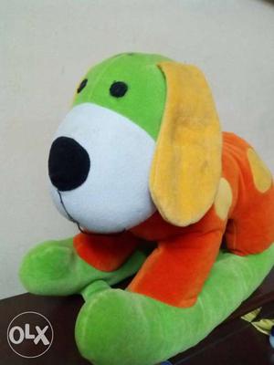 Green, Orange, And White Dog Plush Toy