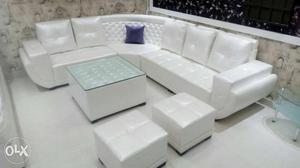 Luxury 7 seater L shape sofa set with unique table...