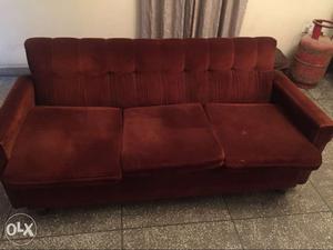 Maroon Velvet 3-seater Sofa