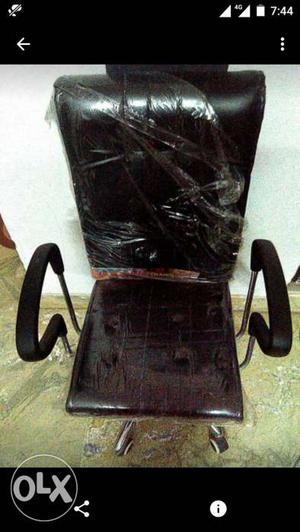 New brand Black Leather Rolling Armchair