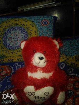 Red And White Bear Plush Toy