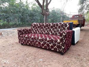 Red And White Floral Sofa
