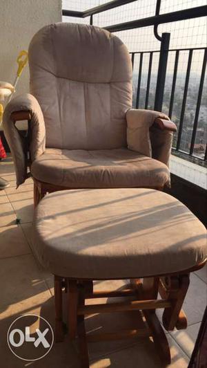 Rocker Chair and Ottoman with washable Suede seat