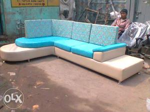 Teal And White Sectional Sofa
