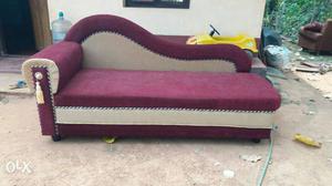 White And Purple Suede Chaise Lounge