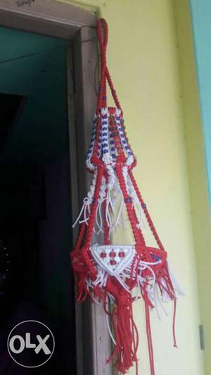 White And Red Knit Hanging Decor