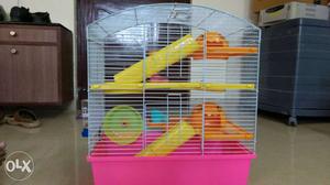 White Pink And Yellow Pet(Hamster)Cage