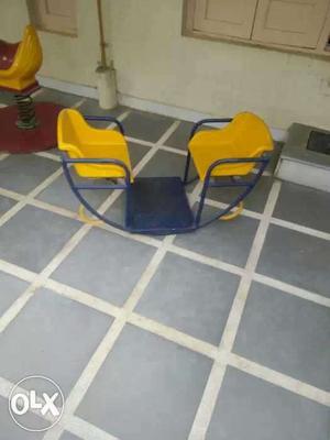 Yellow And Blue Metal 2-way Rocking Chair