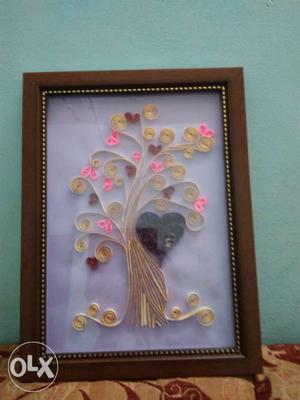 Yellow And Pink Flower Tree Nail String Artwork
