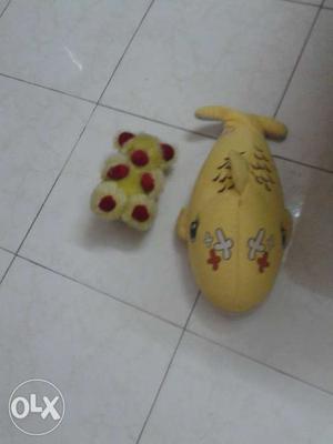 Yellow Fish And Bear Plush Toys
