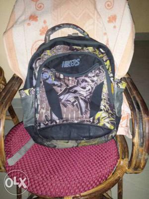 Black, Brown And Yellow Floral Hikers Backpack