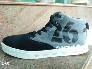 Black, Gray, And White 26 Canvas High Top Sneakers