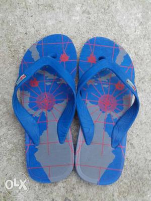 Blue And Red Flip Flops