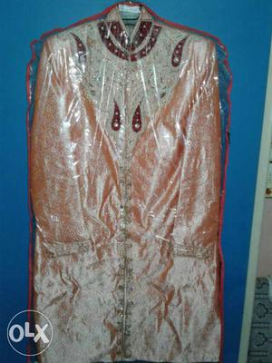 Brown And Orange Floral Traditional Dress