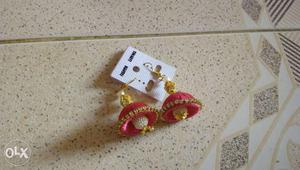 Gold And Pink Jhumkas