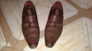 Men's Pair Of Brown Leather Slip-on Dress Shoes